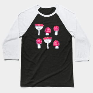 Red Amanita Mushrooms Baseball T-Shirt